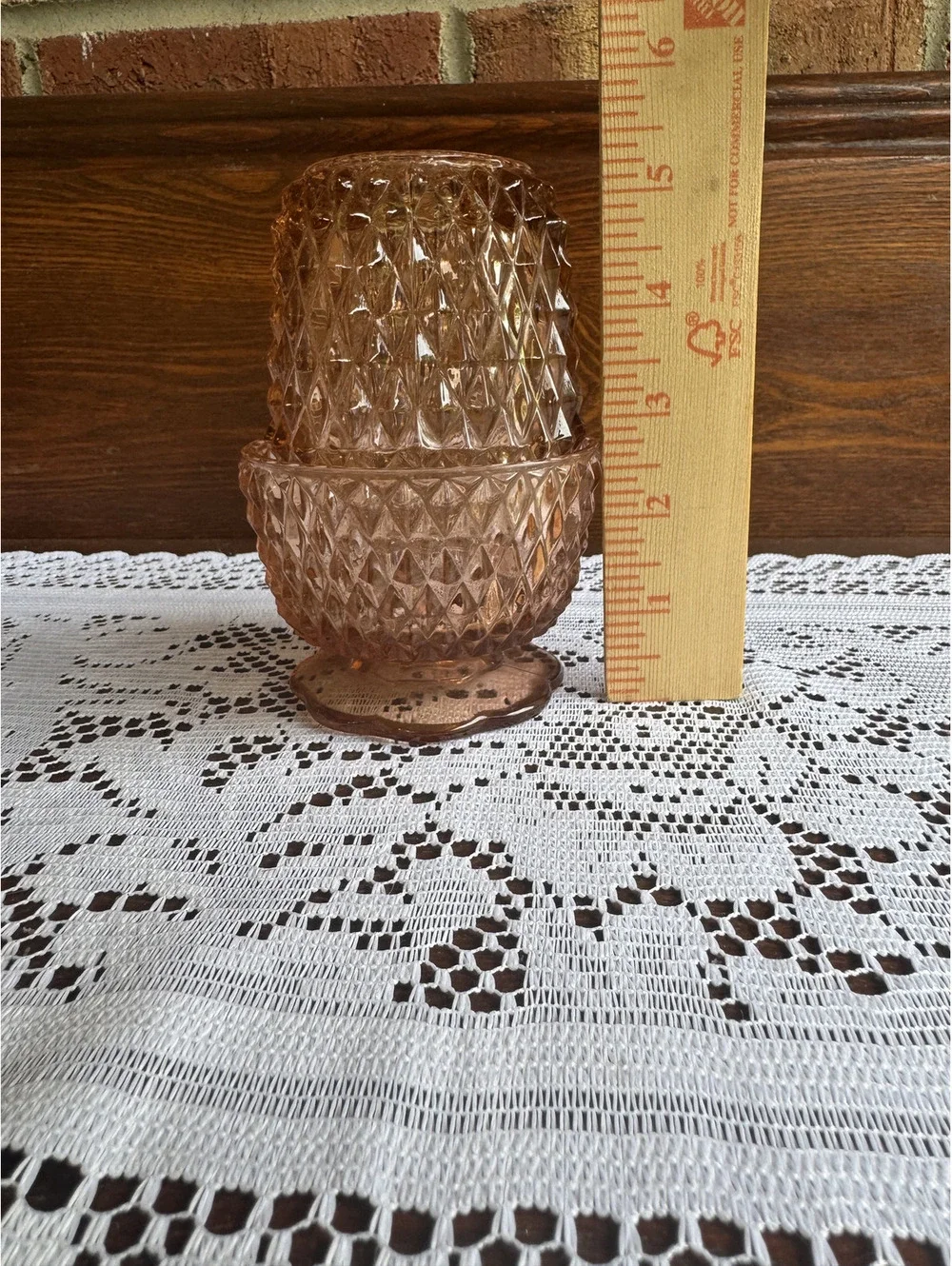 Vintage Indian Glass Pink Glass Diamond Pattern Fair Lamp